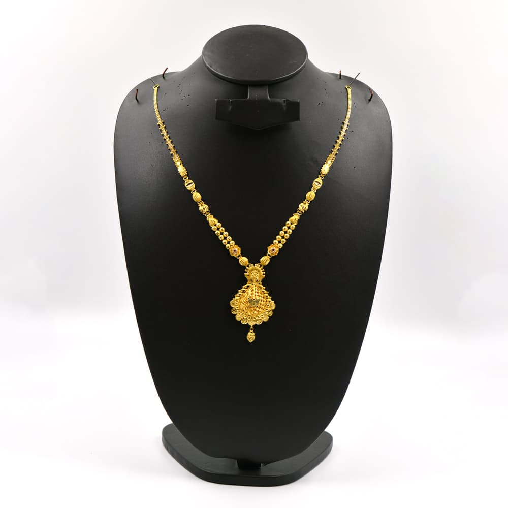 elegant gold haram with floral pendant